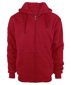 SwissWell Herren Fleecejacke Full Zip Kapuzenjacke Winter Sweatjacke mit Kapuze Gefütterte Hoodie Männer(0652-Rot L) von SwissWell