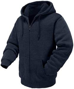 SwissWell Herren Hoodie Bequeme Sweatshirtjacke mit Fleecefutter für Erwachsene Casual Full Zipper Long Sleeves(Marine,S) von SwissWell