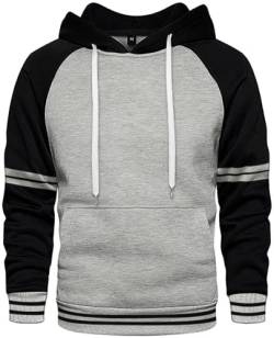 SwissWell Hoodie Herren Pullover Langarm Sweatjacke Kapuzenpullover Sweatshirt Outdoors Sport ohne Reißverschluss(Schwarz Grau M) von SwissWell