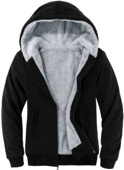 SwissWell Hoodie Herren ReißVerschluss Winter GefüTterte Kapuzenpullover Sweatjacke Mit Kapuze GefüTterte Warme Fleecejacke (0010 Schwarz S) von SwissWell