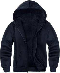 SwissWell Kapuzenjacke Herren mit Kapuze Zip Hoodie Gefüttert Fleecejacke Winter Outdoor Pullover Sweatjacke (0652 Marine L) von SwissWell