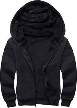 SwissWell Kapuzenjacke Herren mit Kapuze Zip Hoodie Gefüttert Fleecejacke Winter Outdoor Pullover Sweatjacke (0652 Schwarz M) von SwissWell