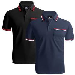 SwissWell Poloshirt Männer Kurzarm Tennis Golf Sport Polo Sommer Freizeit Arbeit Atmungsaktiv Polohemd mit Tasche von SwissWell