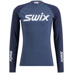 Swix Racex Herren Baselayer-Top, leicht, atmungsaktiv, schnelltrocknend, Stretch, schmale Passform, langärmelig, Seeblau/Dunkelmarineblau, L von Swix