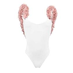 SwtyLife Brasilianischer Bikini mit Blumenmuster, rückenfrei, 3D-Body, Blumenmotiv, Badeanzug für Damen, mit Aussparungen, Monokini Maillot De Bain Femme M von SwtyLife