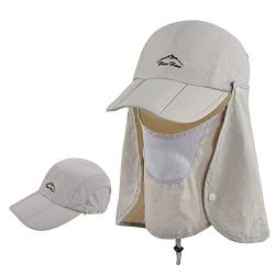 Erwachsene Baseball-Kappe, 3 in 1 Faltbar Schirmmütze mit Gesichts und Nacken UV-Schutz, Wandern Fischen Hut | Sommerhut | Safari Hüte | Baseball Cap für Herren und Damen (Khaki) von Swygoo
