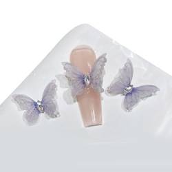3 x 3D-Schmetterlings-Nägel, schöne Nagelkunst-Dekoration für kreative Projekte, Damen-Maniküre, Nageldekorationen von Sxett