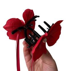 Haarklammer für Prinzessin Phalaenopsis 3D Phalaenopsis Haarspangen Blumenverzierung Haarnadel langes Band Haarklammer für Frauen von Sxett