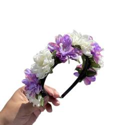 Realistisches Blumen-Stirnband für Braut, Frühlingsfotografie, ethnischer Haarreif, Hochzeitsfeier, Braut, Haarband, Blumenstirnbänder für Frauen, böhmische Blumen-Haarbänder für Frauen, böhmische von Sxett