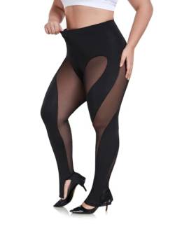 Sxglamr Durchsichtige Damen-Leggings, sexy, elastisch, Bleistift-Hose, schwarzes Netzgewebe, hohe Taille, lässige Strumpfhose, Black Curve, M von Sxglamr