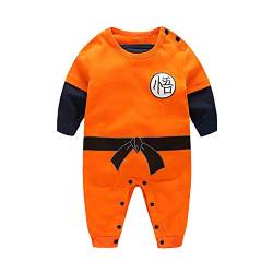 Sxkayxr Cartoon Neugeborenes Baby Jungen Mädchen Strampler Goku-inspiriertes Säuglingsoutfit Jumpsuit Kleidung (18 Monate), Orange 1 von Sxkayxr