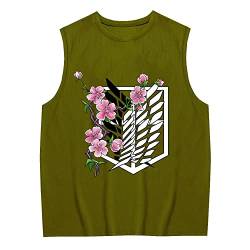 Sybnwnwm Anime Attack on Titan Tank Top Survey T-Shirt Ärmelloses T-Shirt Erwachsene Unisex, grün, L von Sybnwnwm