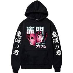 Sybnwnwm Anime Demon Slayer Hoodie Printed Sweatshirt Kapuzenpullover Casual Langarm Tops, Schwarz , XL von Sybnwnwm