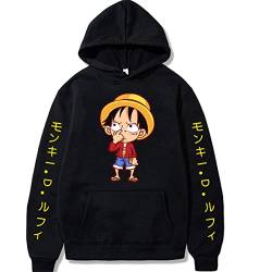 Sybnwnwm Anime One Piece Sweatshirt Hoodie Luffy 3D Gedruckt Pullover Hoodies Langarm für Männer Frauen, Schwarz , S von Sybnwnwm
