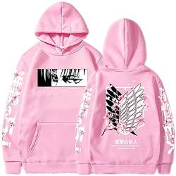 Sybnwnwm Attack on Titan Hoodie Levi Ackerman Pullover Wings of Freedom 3D Druck Langarm Kapuzenpullover Sweatshirt Hoodies Unisex, Rosa a, XS von Sybnwnwm