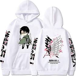 Sybnwnwm Attack on Titan Hoodie Levi Ackerman Pullover Wings of Freedom 3D Druck Langarm Kapuzenpullover Sweatshirt Hoodies Unisex, Weiß B, XS von Sybnwnwm