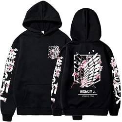 Sybnwnwm Attack on Titan Hoodie Survey Corps Wings of Freedom Print AOT Anime Langarm Pullover Unisex, Schwarz , XXL von Sybnwnwm