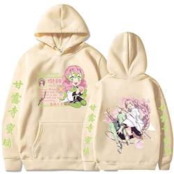 Sybnwnwm Demon Slayer Hoodie Kanroji Mitsuri Printed Hooded Sweatshirt Cosplay No Yaiba Pullover Jumper Hoodie Men, beige, L von Sybnwnwm