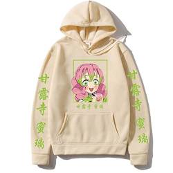 Sybnwnwm Demon Slayer Hoodie Kimetsu No Yaiba Hooded Sweatshirts Pullover Pullover Kanroji Mitsuri Print Tops Streetwear, beige, M von Sybnwnwm