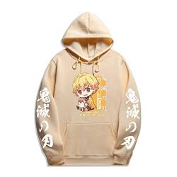 Sybnwnwm Demon Slayer Hoodies Agatsuma Zenitsu Sweatshirt Kimetsu No Yaiba Hoodie Demon Slayer Anime Hoodie, beige, M von Sybnwnwm