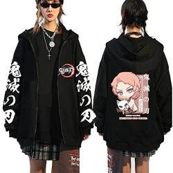 Sybnwnwm Demon Slayer Zip-up Hoodie Demon Slayer Sweatjacke Mit Kapuze Pullover Merch Kapuzenpullover Damen Mädchen von Sybnwnwm