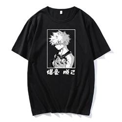 Sybnwnwm Japanese Anime My Hero Academia T-Shirt Bakugou Katsuki Shirt Harajuku T-Shirt Kurzarm Tops Outfit Unisex, Schwarz , XXL von Sybnwnwm