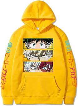 Sybnwnwm My Hero Academia 3D Hoodie Anime Bakugou Katsuki Sweatshirt Kordelzug Pullover Kostüm für Damen und Herren, gelb, XL von Sybnwnwm