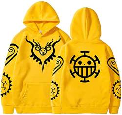 Sybnwnwm One Piece Anime Hoodie Luffy Strohhut Pullover Lange Ärmel Sweatshirts Hoodies Für Herren, gelb, XL von Sybnwnwm