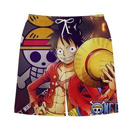 Sybnwnwm One Piece Anime Shorts mit Kordelzug Luffy Zoro ACE Badehose Surfen Strand Trunks für Jungen Männer, M, XXL von Sybnwnwm