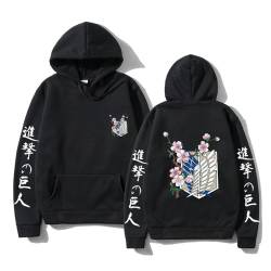 Anime Attack on Titan Gedruckt Sweatshirt Unisex Hoodie Sweatshirt Männer Frauen Sweater Cosplay Kostüm Pullover Hoded (Black,Large) von Syedeliso