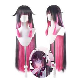 Anime Cosplay Genshin Auswirkungen Fatui Columbina Spielen Lange Schwarz Rot frauen Kostüm Haar Perücken für Party Halloween Perücke von Syedeliso