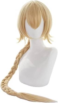 Anime Fate Grand Order Cosplay Perücken für Jeanne d'Arc Perücke Damen Golden Langes Geflecht Haar Halloween Kostüm Party Rolle Spielen Perücken mütze von Syedeliso