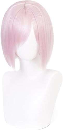 Anime Fate Grand Order Cosplay Perücken für Mash Kyrie light Perücke Damen Rosa Kurzhaar Halloween Kostüm Party Rolle Spielen Perücken mütze von Syedeliso