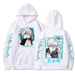 Anime Jujutsu Kaisen Satoru Gojo Hoodie Übergroße Herbst Winter Fleece Sweatshirt Männer Frauen Langarm Pullover (Weiß,M) von Syedeliso