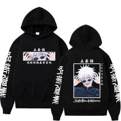 Anime Jujutsu Kaisen Sweatshirts Satoru Gojo Grafik Hoodies Übergroße Harajuku Streetwear Langarm Unisex Sudader (Schwarz,XL) von Syedeliso