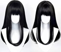 Natürliche Schwarze Lange Perücke Asa Mitaka Cosplay Perücke Anime Kostüm Frauen Mann mit Perücke Kappe von Syedeliso