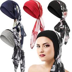 4 Stück Kopfbedeckung Turban für Schlafmütze Kopftuch Frauen Headwrap von Syhood