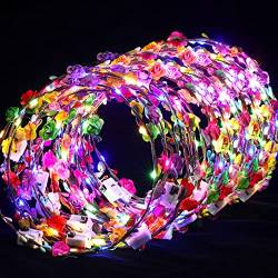 50 Stück LED-Blumenkronen-Stirnband, beleuchtet, Feen-Blumen-Haarschmuck, mehrfarbig, florales Kopfschmuck, Kopfschmuck, Haarkranz für Frauen, Mädchen, Haarstyling, Hochzeit, Geburtstag, Party, Urlaub von Syhood