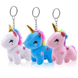 Syijupo 3 Pieces Plush Unicorn Keychain, Cute Cartoon Unicorn Keychain, Unicorn Cartoon Pendant Keychain Ring for Kids Gift Toy Bag Pendant Gift von Syijupo