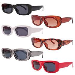 Syijupo 6pcs Vintage Rechteckige Sonnenbrille, Rechteckige Sonnenbrille Set, party Sonnenbrillen Retro Brille, Lustige Farbe Brille Set Für Damen Und Herren von Syijupo