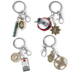 Syijupo Dämon Schlüsselanhänger, 4pcs Kimetsu Yaiba Schlüsselanhänger, Anime Legierung Schlüsselanhänger Keychain Keyring Schlüsselbund Anime Anhänger Schlüsselanhänger für Fans von Syijupo