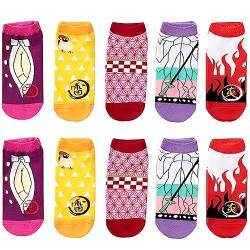 Syijupo Tanjiro Socken Anime Socken Set, 5 Pairs Anime Socks sokken, ghost killer blade sokken Socken,Süße Söckchen Bunte Lustige Socken Damen 34-39 von Syijupo