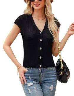 Sykooria Damen Bolero Ärmellos Strickjacke Kurz Stricktop Cardigan Leicht Sommerjacke Elegante Bolerojacke Einfarbig Kurzjacke mit Knopfleiste, Weiß XXL von Sykooria