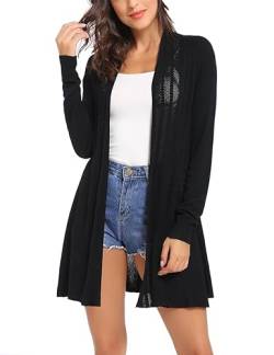 Sykooria Damen Cardigan Lang Loose Fit Lustig Leicht Komfortabel Strickcardigan mit Leichter Schwarz,XL von Sykooria