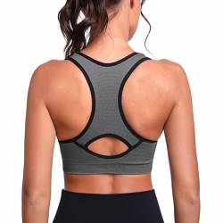 Sykooria Damen Sport BH Gepolstert Bustier Damen BH ohne Buegel Racerback Push up BH mit Farbverlauf Sport Top für Yoga Fitness, 317-Grau, XL von Sykooria