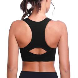 Sykooria Damen Sport BH Gepolstert Bustier Damen BH ohne Buegel Racerback Push up BH mit Farbverlauf Sport Top für Yoga Fitness, 317-Schwarz, M von Sykooria