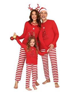 Sykooria Damen Weihnachten Schlafanzug Familie Set Christmas Pyjama Lang Weihnachtspyjama Fun Schlafanzug Familien Outfit Set von Sykooria