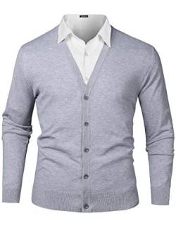 Sykooria Herren Strickjacke Cardigan Feinstrick Männer Pullover Grobstrick mit V-Ausschnitt und Taschen von Sykooria