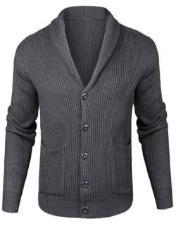 Sykooria Herren Strickjacke Cardigan Feinstrick Männer Pullover Grobstrick mit V-Ausschnitt und Taschen von Sykooria