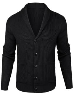 Sykooria Herren Strickjacke Cardigan Feinstrick Männer Pullover Grobstrick mit V-Ausschnitt und Taschen von Sykooria